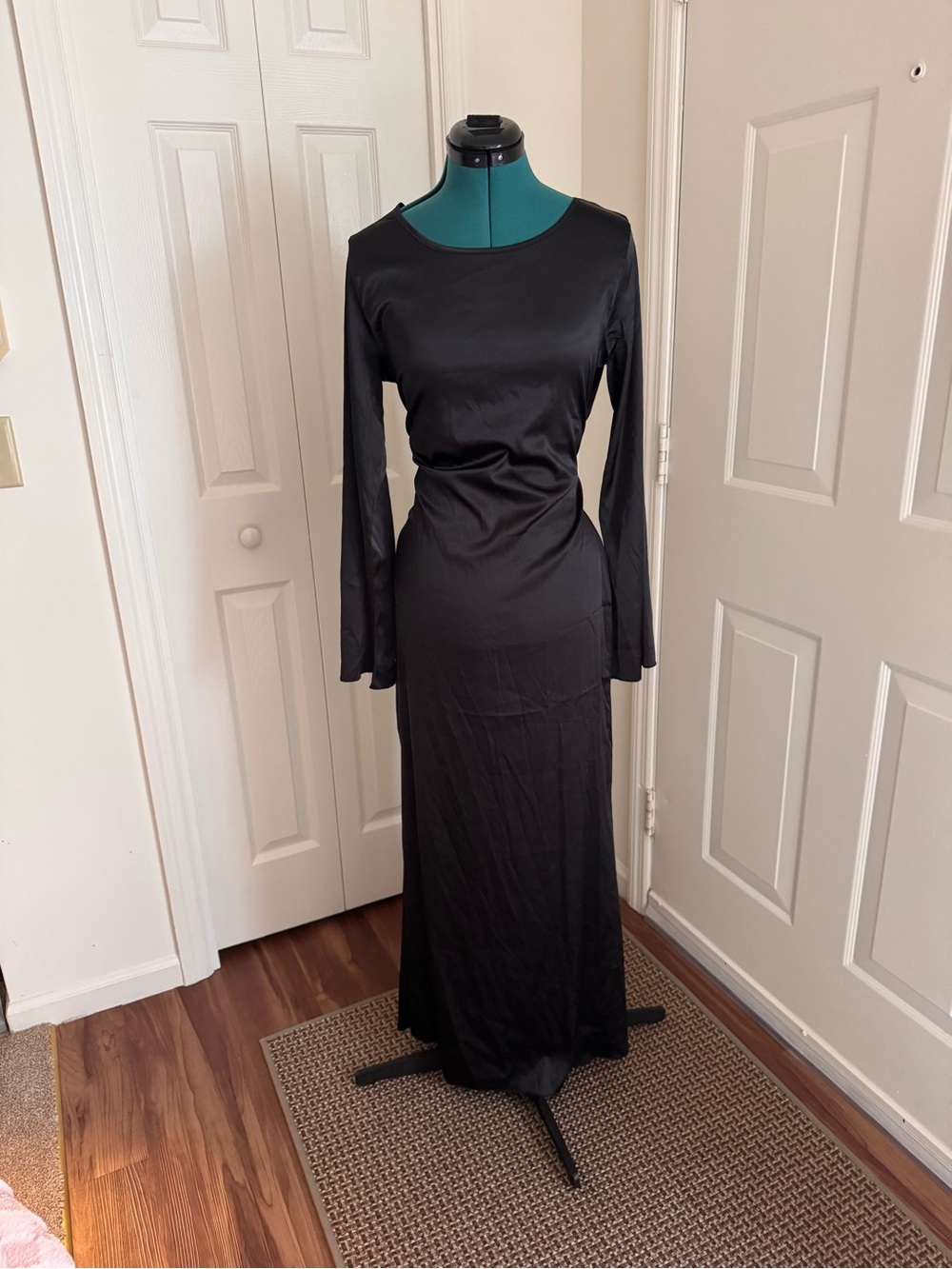 SHEIN Black Long-Sleeve Wrap Maxi Dress